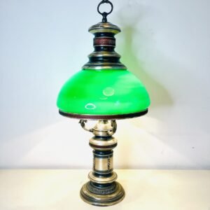 Lámpara Notary Bank Remington en plateado y cristal de opalina Inglaterra 1940’s 68 cm