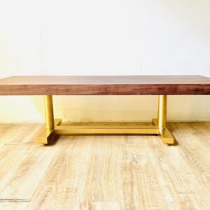 Mesa de centro Art Decó 1940’s en goldened iron y madera
