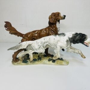 Pareja de Setter Laverack en porcelana de Algora 36 cm España 1970’s