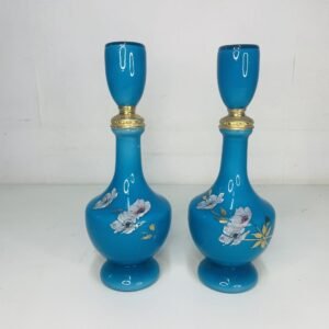 Dueto Parfum “ Muguet” en cristal de opalina Francia 1950’s 27 cm