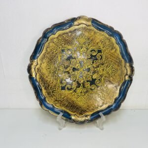 Bandeja veneciana en pan de oro y policromía Italia 1960’s 34 cm