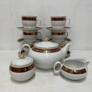 Juego de café 6 pax“ Alice” CH1775 en porcelana fina y oro 18K Checoslovaquia 1970’s