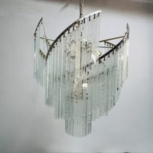 Chandelier Scarlet en cristales aqua bisel 1950’s