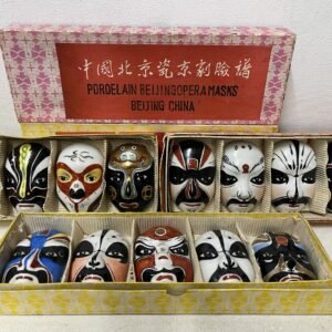 Set de 5 mascaras chinas Kimura 1960’s cerámica pintada a mano