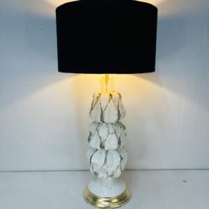 Lámpara de Manises Gaia Blanca, edición sellada por Navarro Peris, antigua fábrica de cerámica popular artística , España 1960’s , 70 cm