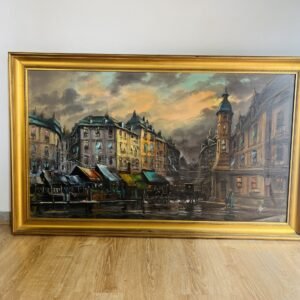 Lienzo “ El Paris de los 30” by Rguez 155x95 cm en marco de pan de oro
