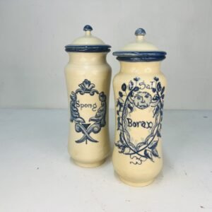 Pareja de albarelos de farmacia en cerámica de Talavera 1950’s 33 cm