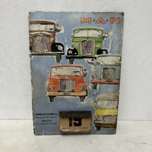 Antiguo cartel de camiones MAN de 1959 en cartón maché 30x42 cm
