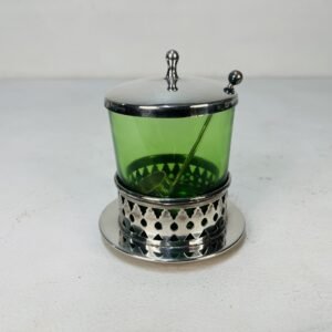 Azucarero “ Grand Dame” en platé y cristal Vert Paris 1960’s