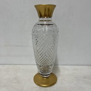Búcaro “Chesky” en cristal tallado de Bohemia y oro 18K 1960’s 30 cm