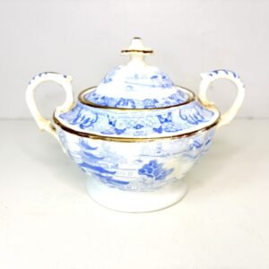 Azucarero Blue Willow Golden Pattern Inglaterra 1940’s