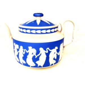 Antigua tetera Copeland Late Spode Blue Jasperware Inglaterra circa 1900’s