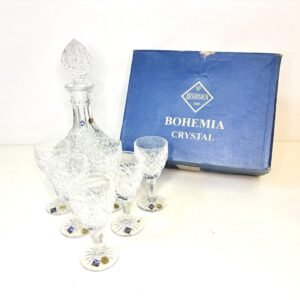 Liquor set Diamond en cristal de Bohemia 1980’s